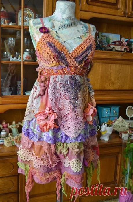Romantic,bohemian, art to wear dress ,fairy,gypsy,fae,vintage style…