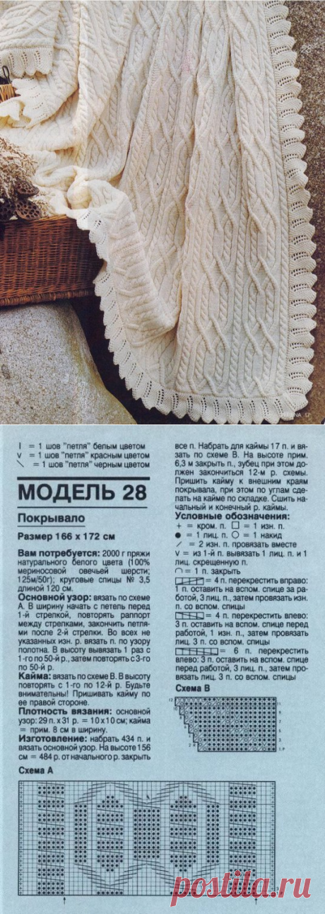 Покрывало вязаное спицами