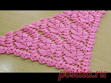 كروشيه طريقة عمل #شال_بفروع_الورد - YouTube