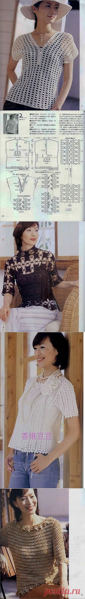 Ажурные летние кофточки, связанные крючком | Вязание крючком и спицами
