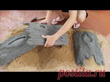 Cement crafts | DIY flower pot / great idea from tree stump