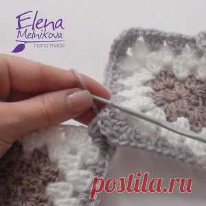 Квадратные мотивы крючком | Соединение мотивов | Crochet-Story.ru