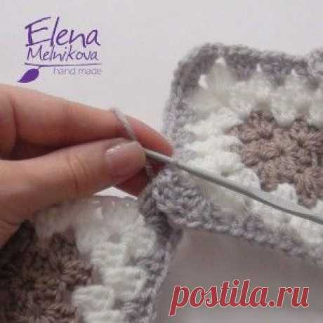 Квадратные мотивы крючком | Соединение мотивов | Crochet-Story.ru