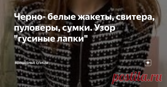 Черно- белые жакеты, свитера, пуловеры, сумки. Узор 