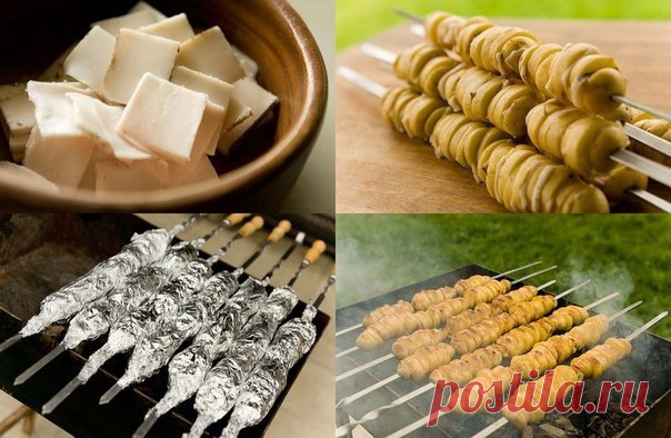 Шашлык из картофеля с салом на углях — неописуемое наслаждение!