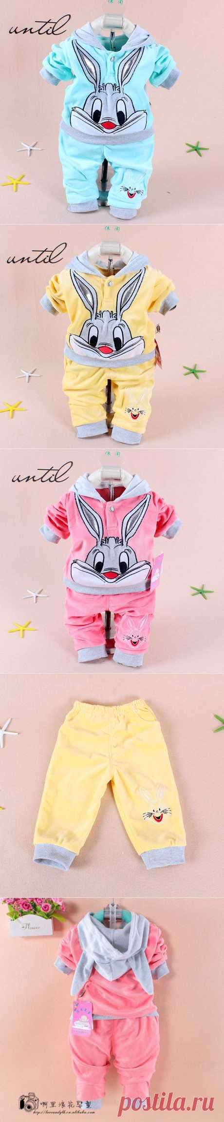 2014 Spring Baby набор мультфильм кролик бархат набор Twinset долго множество рукав капюшоном и брюки дети одежды бесплатная доставка-inClothing Наборы от детей и Mothercare на Aliexpress.com | Alibaba Group