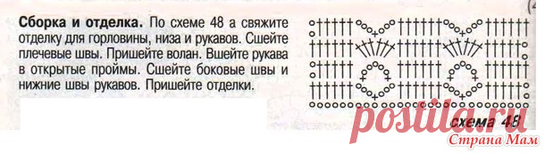 Белый джемпер ретро в филейной технике с красивой отделкой подола рукавов и выреза горловины. - Все в ажуре... (вязание крючком) - Страна Мам