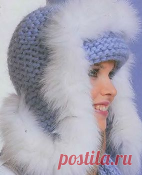 Вязаная шапка с мехом