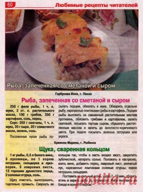 Рыба запеченная со сметаной и сыром. Щука сваренная кольцом