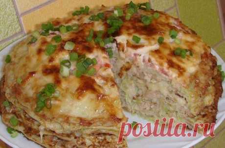 Кабачково-сырный тортик с мясом.