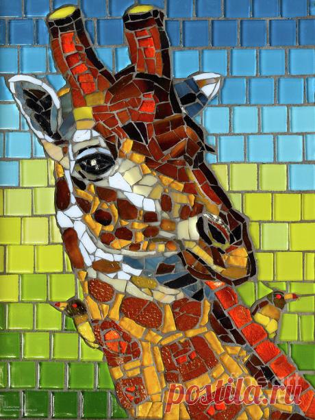 Giraffe Glass Mosaic by Cynthie Fisher Giraffe Glass Mosaic Painting by Cynthie Fisher