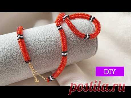 DIY браслет из бисера Змейка в технике НДЕБЕЛЕ подробный мастер класс