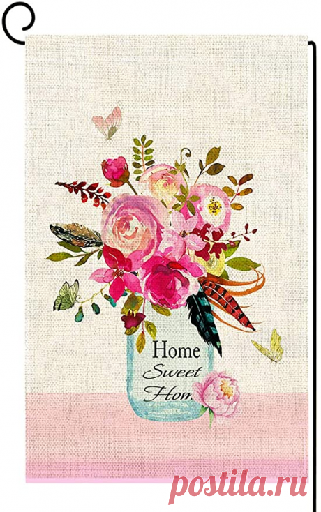 Amazon.com : Procida Spring Summer Garden Flag Home Sweet Home Flower Butterflies Welcome Small Garden Flag D… B9A