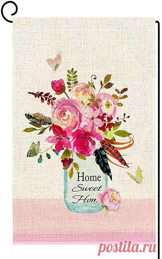 Amazon.com : Procida Spring Summer Garden Flag Home Sweet Home Flower Butterflies Welcome Small Garden Flag D… B9A