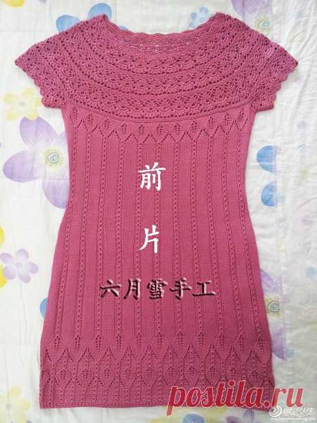 Крючком сочетание с короткими рукавами платье (подробные схемы и инструкции реалити-шоу) _ вязание жизни