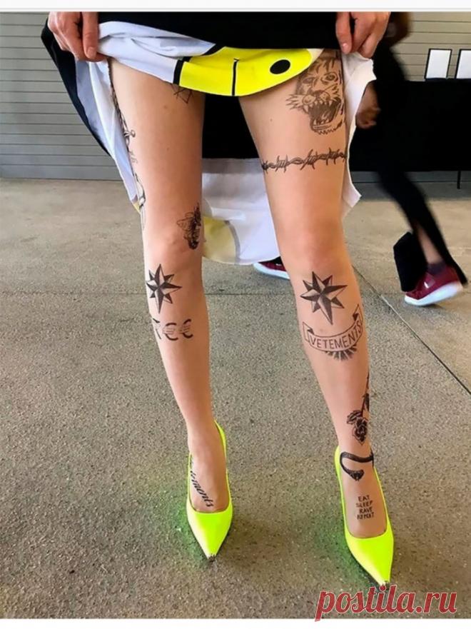Колготки с тату Модная одежда и дизайн интерьера своими руками