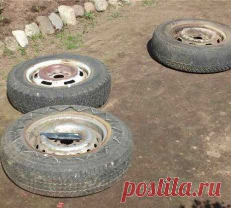 Ваза из старой автомобильной покрышки