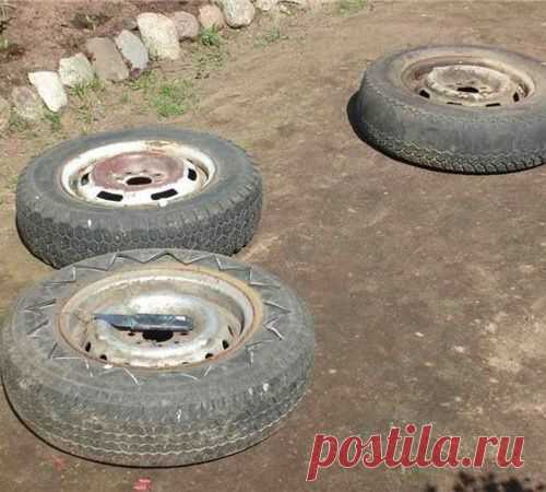 Ваза из старой автомобильной покрышки