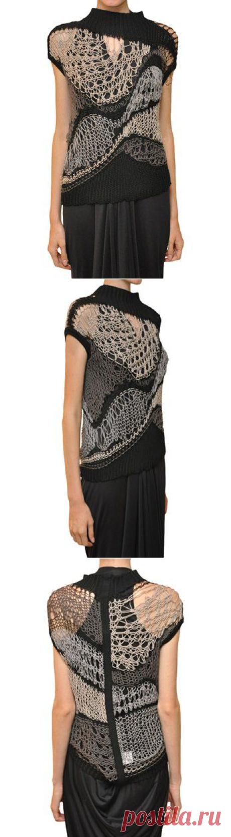 Rick Owens Tricolored crochet cotton top | Lindelepalais.com 13582