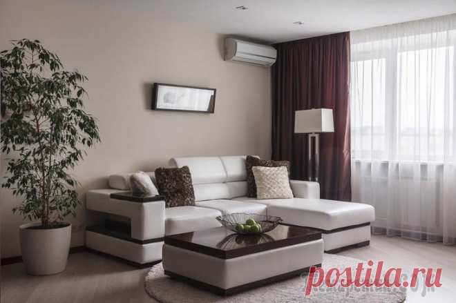 Квартира в Москве Компания дизайнеров представила интерьер двухкомнатной квартиры площадью 63 квадратных метра в Москве, Россия. 
«Перепланировка состояла в объединении пространства прихожей, коридора и гостиной. Сануз...