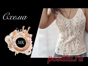 Ажурный мотив для топа, джемпера, свитера | Мастер-класс и схема