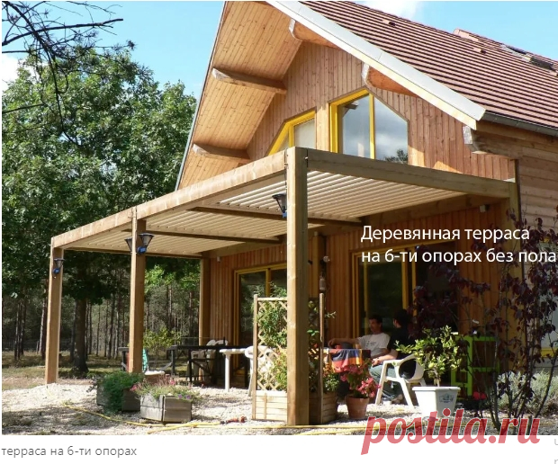Совсем уж быстро и экономично можно соорудить террасу без пола, засыпать основание щебнем, в будущем если захочется, можно уложить тротуарный камень