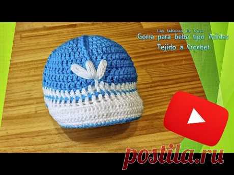 Tutorial: Gorra para bebe tipo adidas de crochet - YouTube
