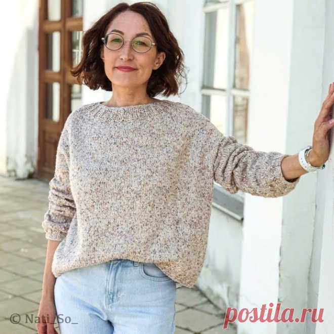 Джемпер без швов, связан снизу вверх