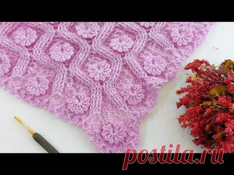 долгожданная модель 👍💯 вязаная крючком цветочная треугольная шаль модель подробная конструкция