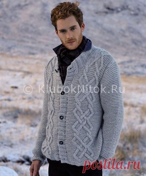 Серый кардиган | Вязание мужское | Вязание спицами и крючком. Схемы вязания.