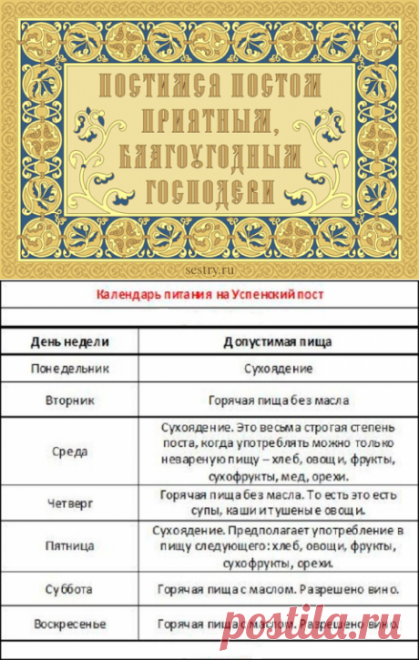 В 2017 ГОДУ С 14 ПО 27 АВГУСТА УСПЕНСКИЙ ПОСТ.