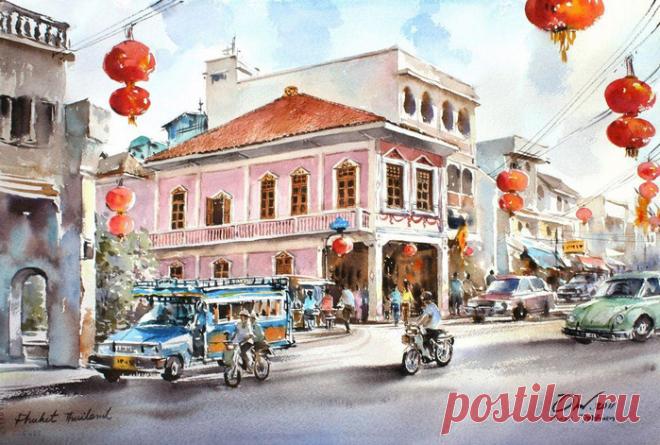 Акварели. Тайский художник Танакорн Чаиджинда (Thanakorn Chaijinda)