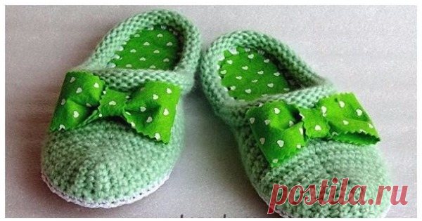 Красивые шлепанцы для дома крючком ...
