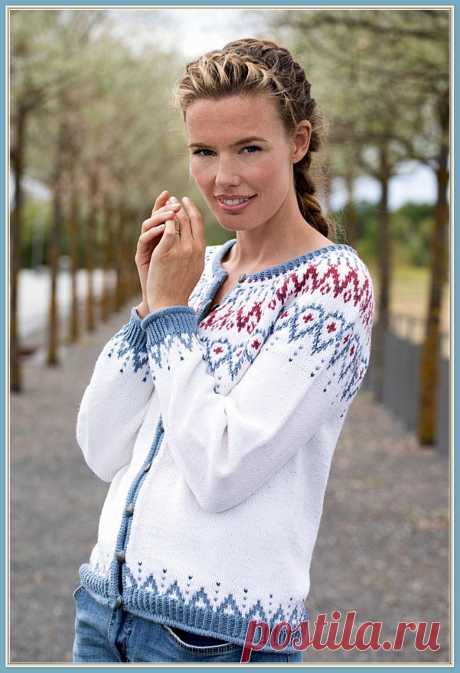 🦋🌶 Жакет с круглой жаккардовой кокеткой от норвежских дизайнеров