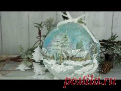 Χριστουγεννιάτικη μπάλα με decoupage - Christmas ball with decoupage