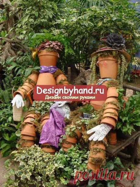 Поделки для дачи из горшков