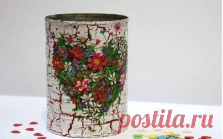 Декупаж железной банки - мастеркласс