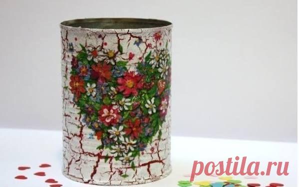 Декупаж железной банки - мастеркласс