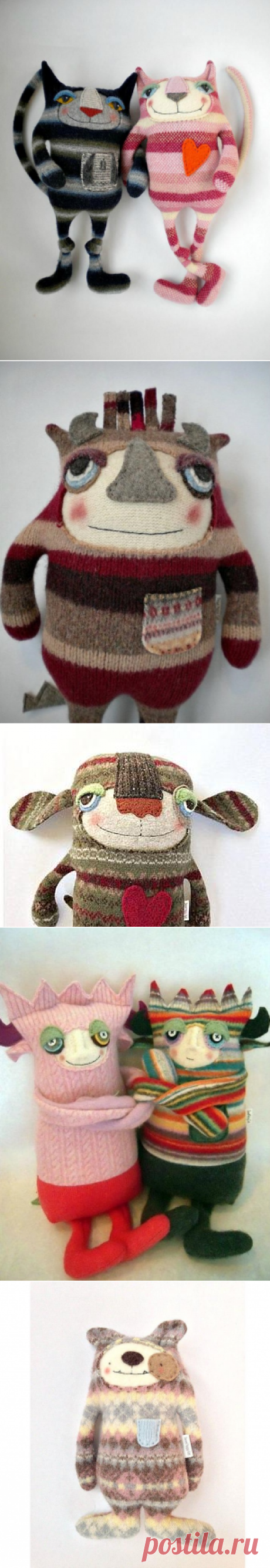 Фантастические игрушки-зверюшки из старых свитеров — Рукоделие