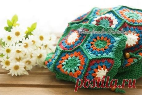 Рюкзак крючком из шестиугольных мотивов. Схемы - Handmade-Paradise