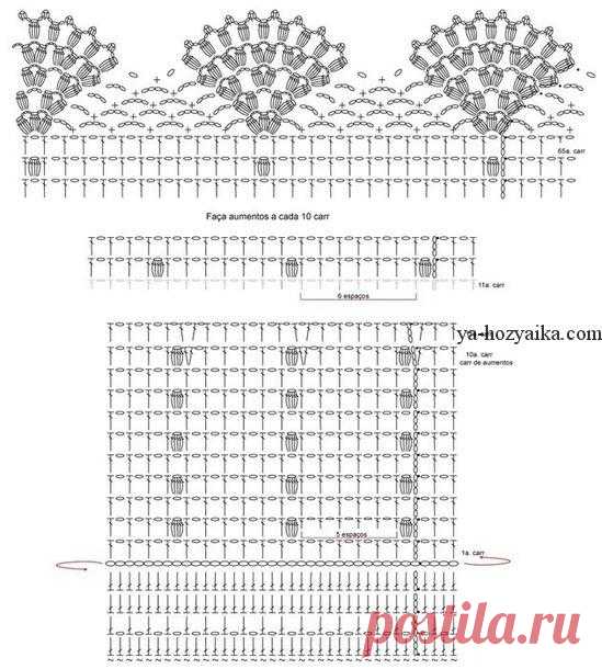 Топ узором попкорн. Топ крючком объемным узором