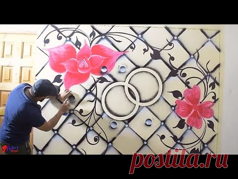 (5086) إصنع ديكور ورق الحائط بنفسك ف المنزل بأقل تكلفه م البدايه للنهايه wallpaper 3d design - YouTube