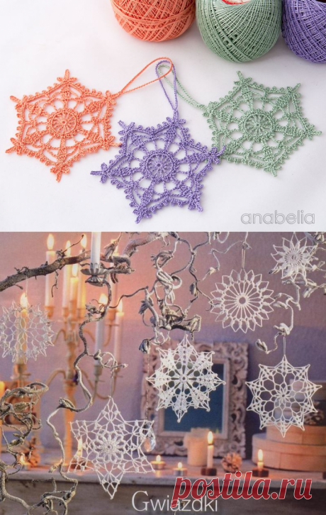81 схема снежинок крючком и идеи для вдохновения