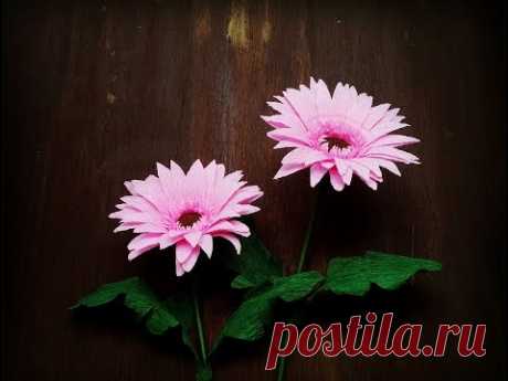 How To Make Gerbera Flower From Crepe Paper - Craft Tutorial
