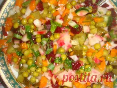 Винегрет с зеленым горошком вкусный и простой рецепт с фото пошагово - 1000.menu