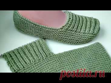 Следки спицами. Турецкие тапочки спицами