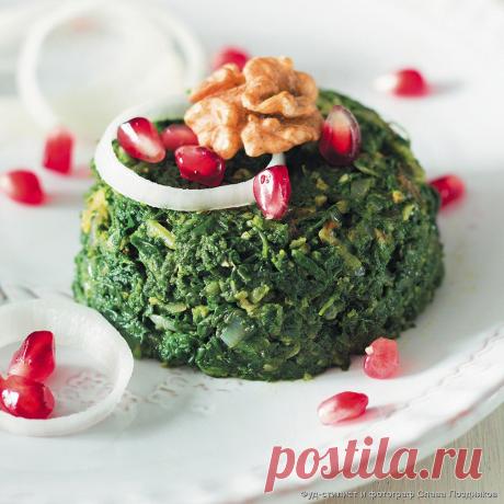 Пхали из шпината с кинзой и зернами граната