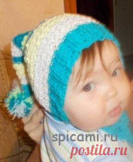 Вязаная шапочка "Буратино" | Вязание спицами, крючком, уроки вязания