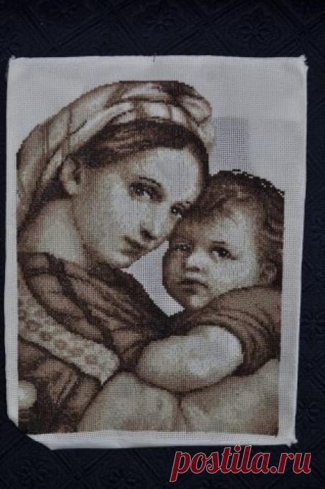 Мадонна в гамме сепия / Вышивка / Вышивка крестом