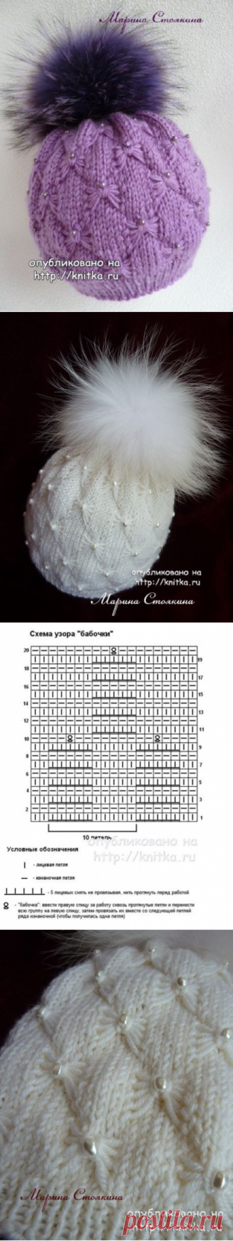 Эффектная зимняя шапочка спицами. Работа Марины Стоякиной, Вязание для детей